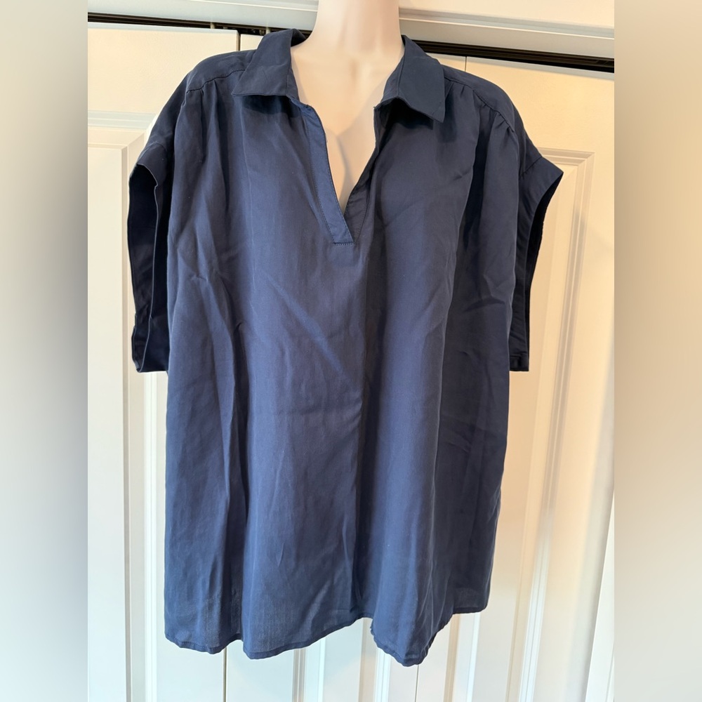 Ophelia Roe navy blue dolman sleeve blouse top shirt 3X NEW